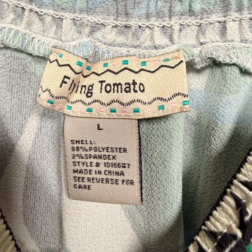 Flying Tomato Size Large Maxi Shift Dress Green Floral Tropical Off The Shoulder - Picture 7 of 10